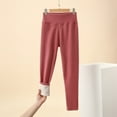 thumbnail image 4 of Fiaer Fleece-Lined Leggings for Women Tummy Control Thermal Stretchy Pants Oversized Warm High Waisted Thickened Comfort Trousers Purple XXXL, 4 of 5