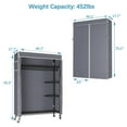 thumbnail image 4 of Drevy V11C Portable Closets Rolling Clothes Rack 5 Tiers Heavy Duty Adjustable Wire Garment Rack with Lockable Wheels Wardrobe Black Metal Clothing Rack with Gray Fabric Cover, Max Load 452LBS, 4 of 8