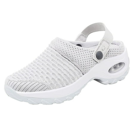

Women Medium-heeled Casual Sandals and Slippers Arch Support Mesh Sandals 38 White