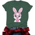 thumbnail image 5 of Mifsaly Easter tops for Women Short Sleeve Crewneck Cotton T-Shirts Bunny with Pink Heart Glasses and Bow Graphic Lightweight Breathable Versatile Summer Tees XXL, 5 of 6
