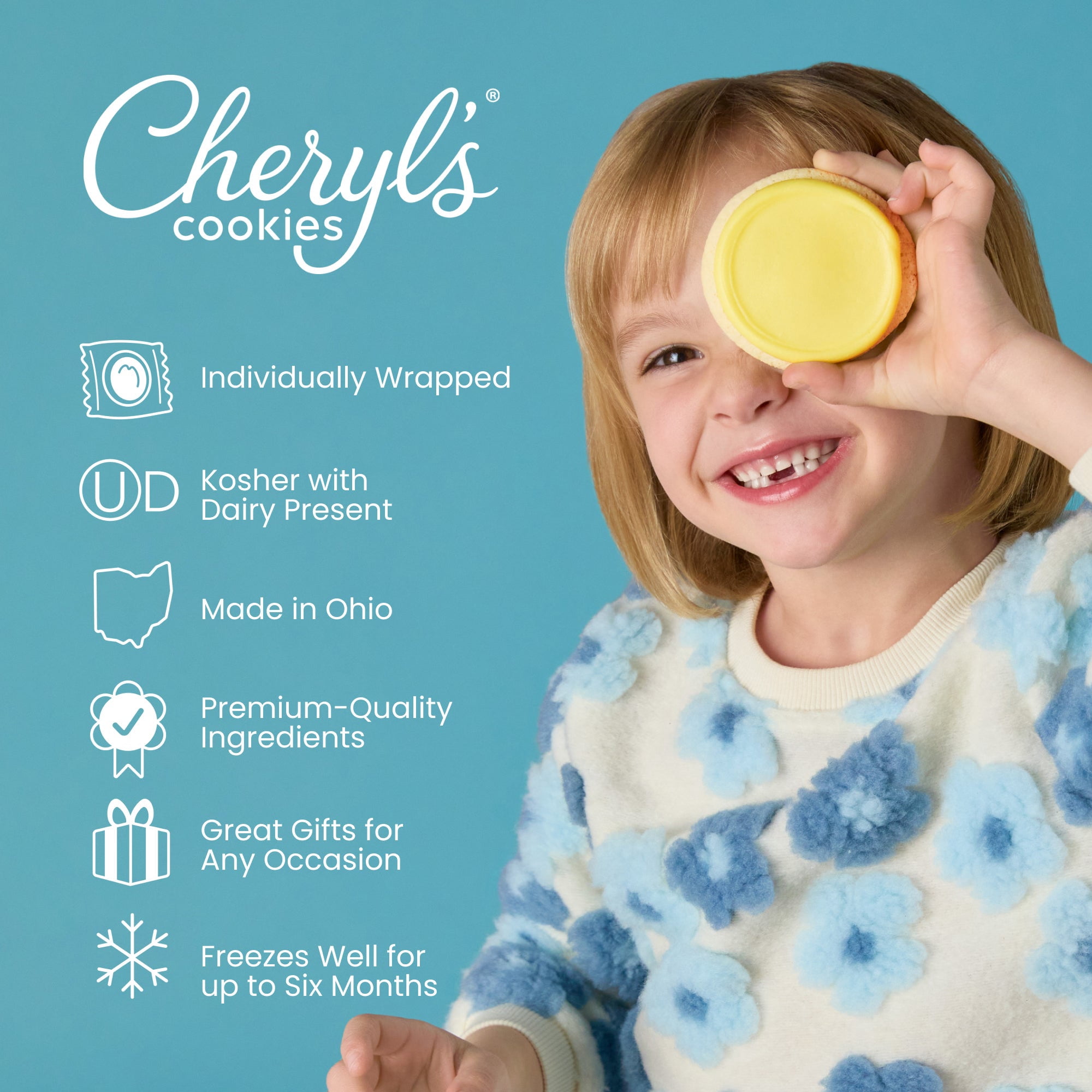 Cheryl's Cookies Fruit-Flavored Variety Spring 24 Cookie Gift Box Pastel Buttercream-Frosted Cutout Flowers, Individually Wrapped