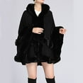 thumbnail image 4 of Charmgo Faux Fur Shawl, Women Hooded Poncho Cape Faux Shawl Wrap With Trim Sleeveless Cardigan Cloak Fashion Tops Coat Fur Shawl Wraps for Women Black One Size, 4 of 6
