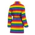 thumbnail image 2 of Rainbow Stripe Women Bathrobe One Size Univeral Fits, Rainbow Colorful Fashion Lightweight Plush Fleece Long Robe For Women, 2 of 3