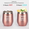 thumbnail image 4 of Sister Gifts-A Badass Sister Wine Tumbler for Women, Funny Christmas Birthday Gifts for Sister Soul Sister in Law Sister Friends, Stainless Steel Insulated Tumbler with Lid(12oz, Rose Gold), 4 of 6