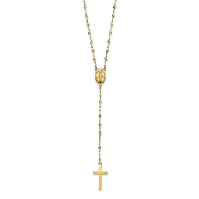 Quality Gold SF2960-17 Chapelet de Perles Tricolore 14K 17 Po avec Collier d'Extension de 3 Po