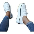 thumbnail image 3 of 2024 New Spring Sneakers, Women Casual Breathable Sport Shoes Lace-up Outdoor Canvas Walking Shoes, 3 of 14