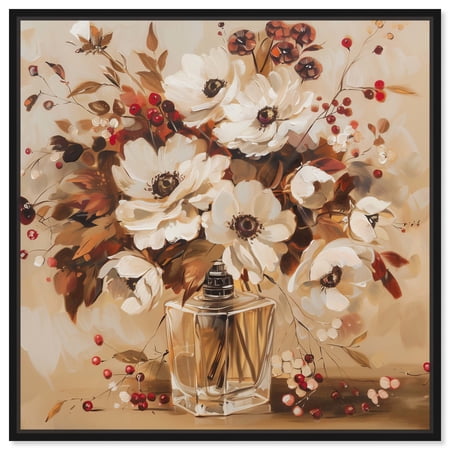 Simple Warm Perfume Floral Canvas Floral Glam Art by Art Remedy, Black Frame, 12" x 12"