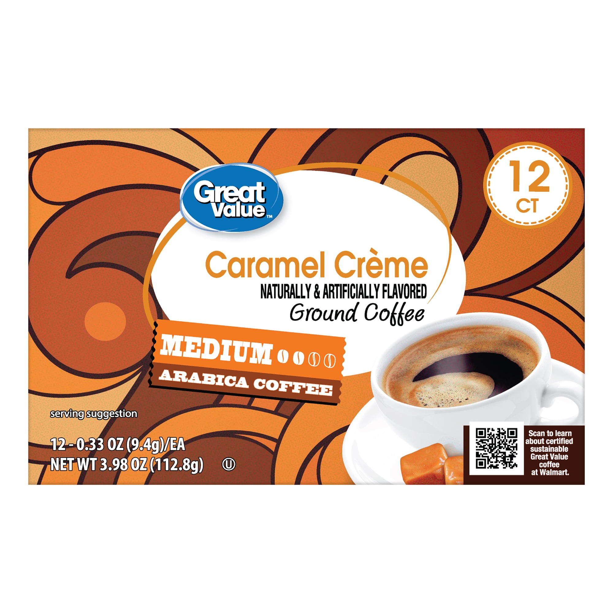 (6 pack) Great Value 100% Arabica Caramel Medium Roast Coffee Pods, 12 Ct