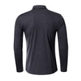 thumbnail image 4 of Jinda Men's Long Sleeve Polo Shirt V Neck Top Slim Fit Fitted Basic Fall House Spring Soft Work Cotton Casual Dark Grey XX-Large, 4 of 4