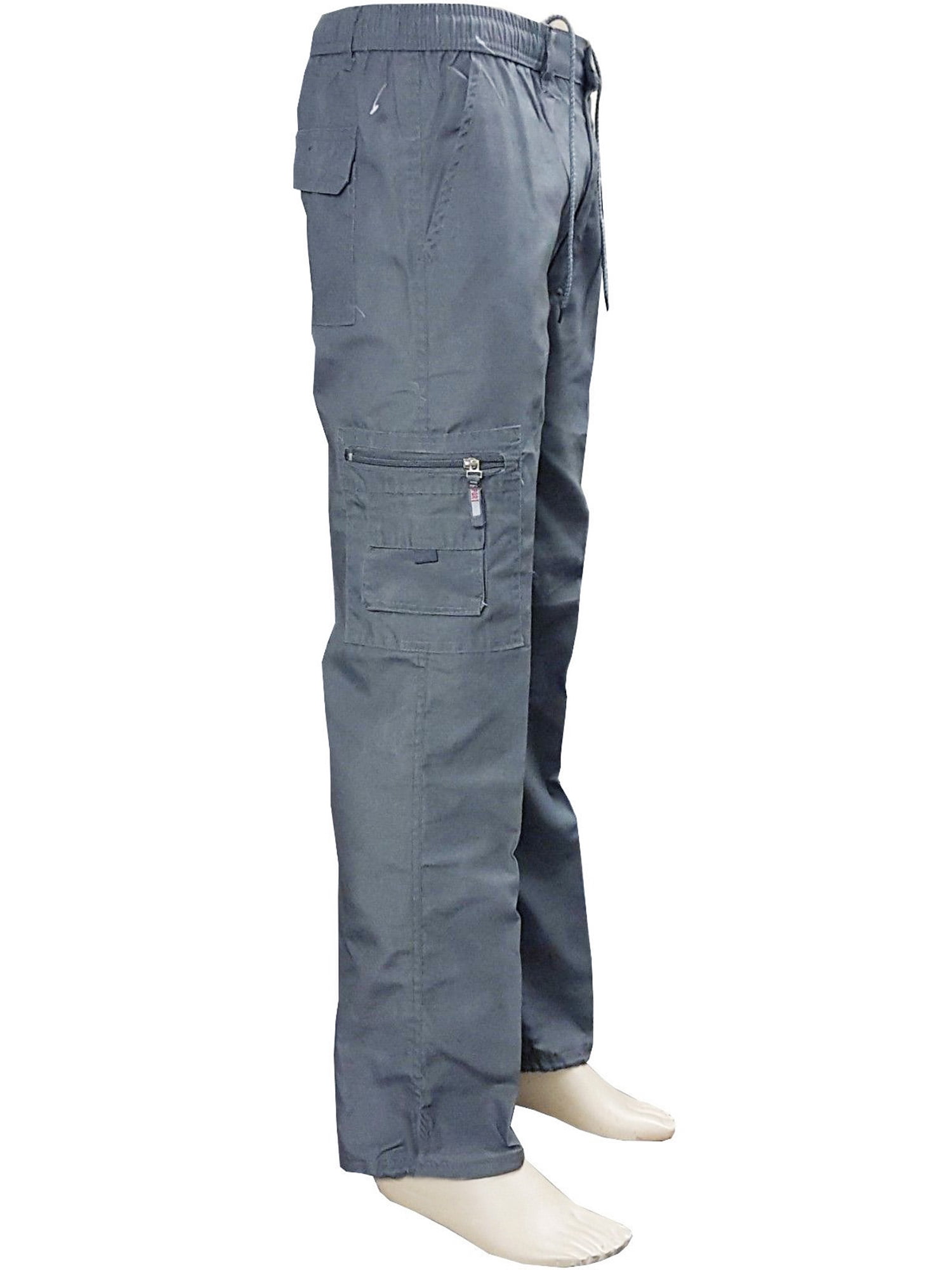 Work Trousers Mens Cargo Combat Style Heavy Duty Knee pads pockets Grey&orange 