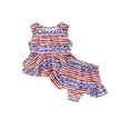 thumbnail image 2 of Musuos Little Girl 4th of July Swimsuit Outfit, 18Months-6Years Star Print Sleeveless Ruffled Swim Tops Frill Trim Swim Shorts Toddler Bathing Suit, 2 of 9