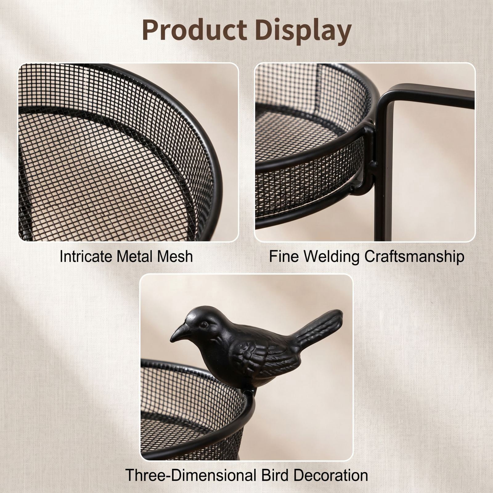 StlyGar Pole Mount Bird Feeder 8" Mesh Birdseed Tray for /Balcony/Porch Wildbird Feeding Large Clamp(3" ) Platform Bird Feeder