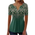 thumbnail image 2 of Fesfesfes Work Tops Women Fashion Casual Print V Neck Loose Short Sleeve T-shirt Top Blouse Pullover Womens Tunic Tops 2XL(US:12), 2 of 6