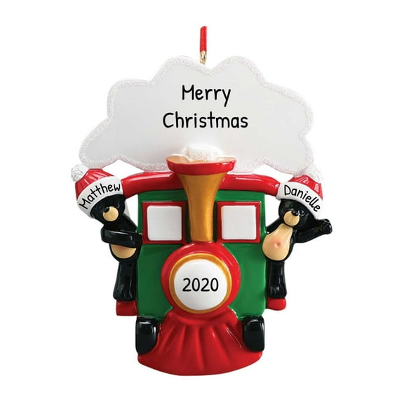 Personalized Family of 3 Christmas Ornament 2024 Black Bear Family Train 1 Count -Ornaments by Elves