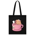 thumbnail image 3 of Lindo bolso de lona Capybara para mujer, bolsos de compras, almacenamiento ambiental, bolso de hombro reutilizable, bolso de mano Capybara de dibujos animados, 3 of 5