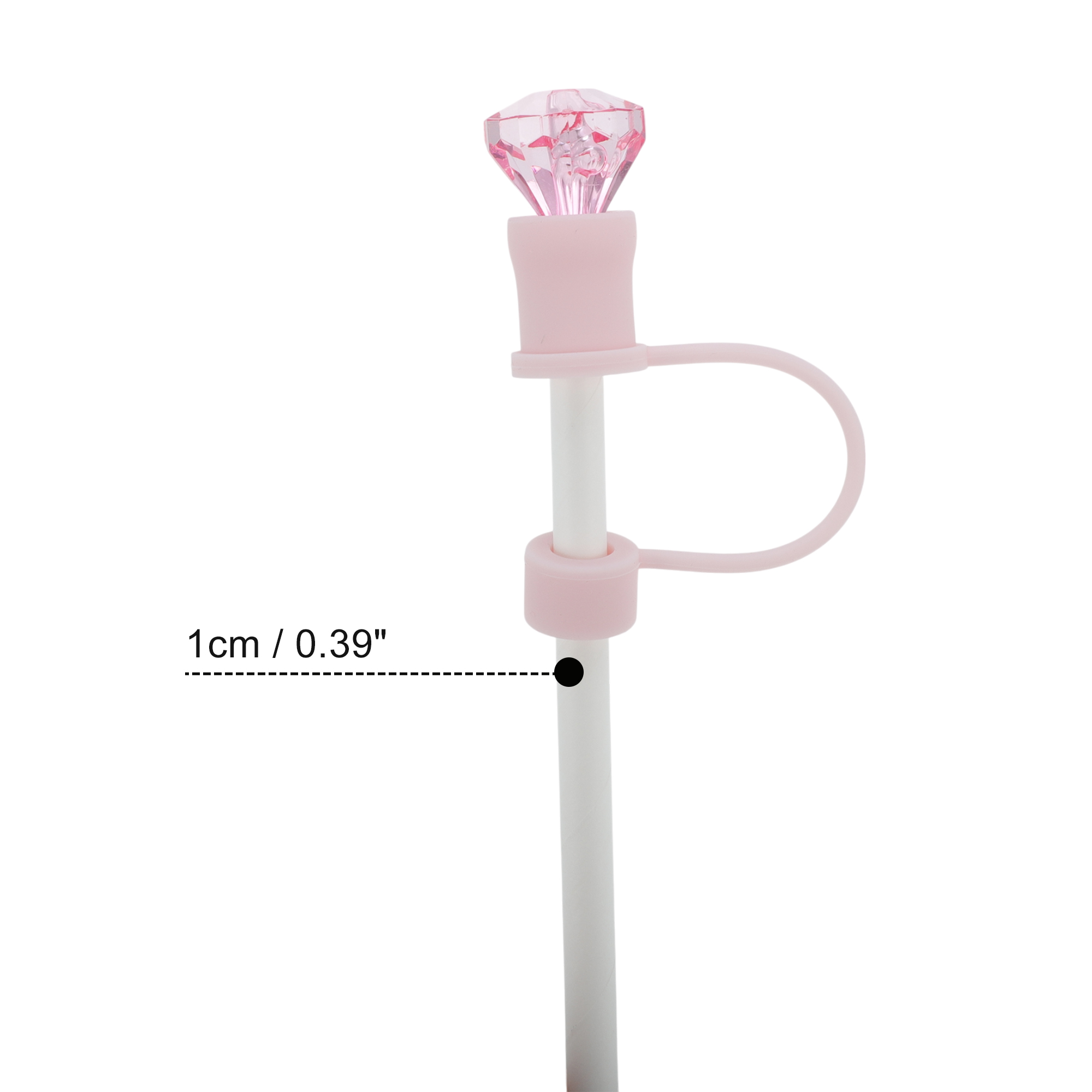 Unique Bargains 4Pcs Gemstone Silicone Straw Cover Caps For Drinkware Pink
