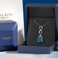 thumbnail image 5 of Gem Stone King 925 Silver and 10K Yellow Gold London Blue Topaz Moissanite and Lab Grown Diamond Pendant Necklace for Women | 9.03 Cttw | Gemstone Birthstone | Cushion 12MM | With 18 inch Chain, 5 of 6