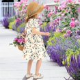 thumbnail image 5 of FORMRS Girls Short Sleeve Dress Summer Casual Round Neck A-line Beach Sundress, Sizes 2T-8T, Beige Leaves Plaid, 5 of 8