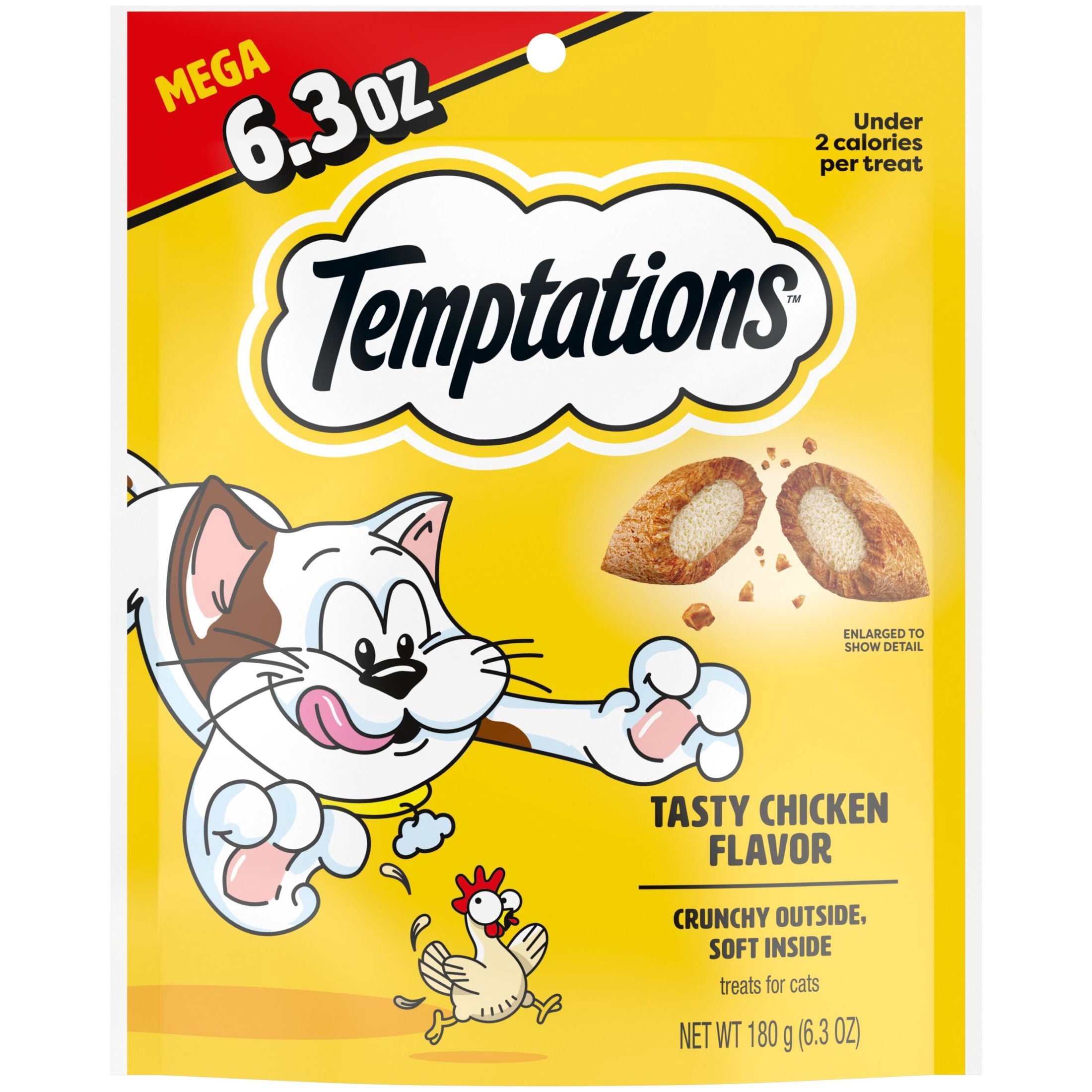 (12 pack) Temptations Classic Tasty Chicken Flavor Crunchy And Soft Treats For Cats, 6.3 Oz Pouch