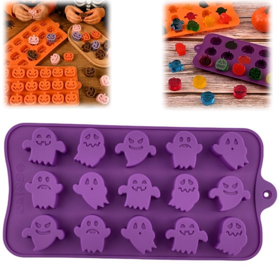 Halloween Silicone Candy Molds,Baking Molds for Making Chocolate/Candy/Gummy/Cookie/Jelly, Food Grade Trick or Treat Candy Mold