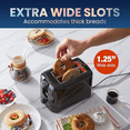thumbnail image 3 of 2-Slice Cool Touch Toaster - 6 Browning Settings, Extra Wide 1.25" Slots for Bagels & Waffles, Cancel Function, Removable Crumb Tray, Compact (Black), 3 of 5