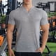 thumbnail image 5 of Camisas de Verano Casuales de Manga Corta de los Hombres Color Sólido V-Cuello Suelto Blusa de Fitness Elástica, 75% Poliéster 20% Rayón 5% Spandex, 5 of 7
