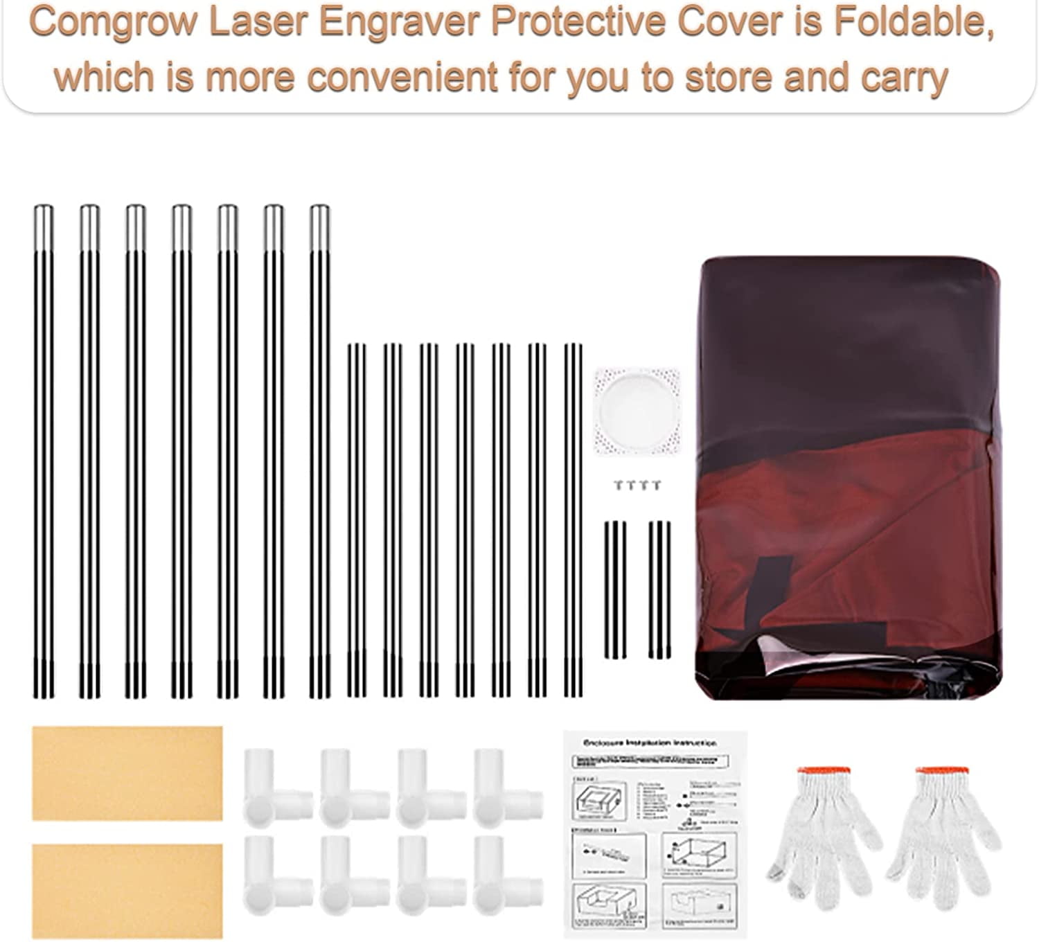 Insulates Against Fumes and Odors for Laser Cutting Enclosure Tent for COMGO Z1 Laser Engraving Machine Protective Cover with Eye Protection Comgrow Laser Engrave Enclosure with Vent 