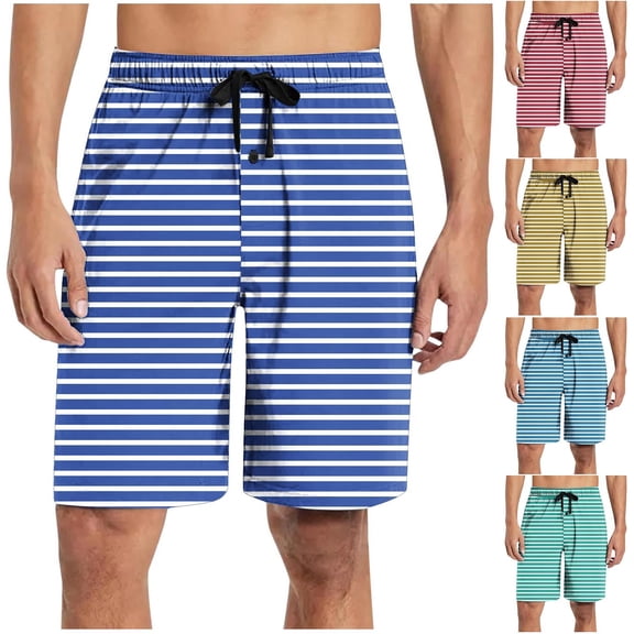 FRSASU Men's Swim TrunksStripe Beach Board Shorts with Pocket Swimwear Bathing Suits Shorts for Men Yellow