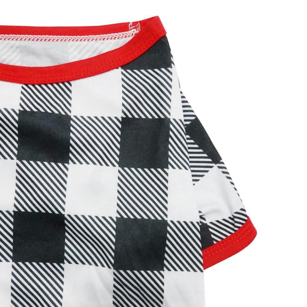 Way to Celebrate Dog Clothes: Knit Jersey Pajama for Dogs, Black & White Plaid with Paw Print Screenprint, Size XS-XL