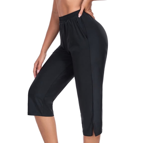 Ocean Blues Women's High Waisted Swim Pants with Pockets Long Swim Leggings Swimsuit Bottom