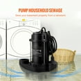 thumbnail image 3 of VEVOR Sewage Pump Submersible Cast Iron 3/4 HP 1050W 5880 GPH 2 Inch Discharge with 10 Ft Float Switch Black, 3 of 10