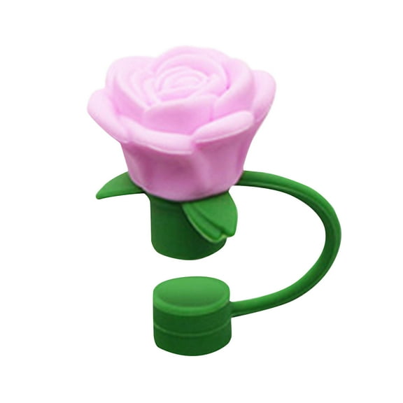 1Pcs Cup Straws Topper Creative 3D Silicone Flower 10mm Rose Straw Topper Fit for Cup Reusable For Valentine's Day