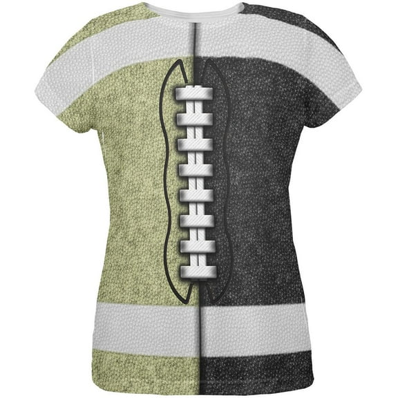 Fantasy Football Team Black and Gold All Over Womens T Shirt Multi SM