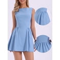 thumbnail image 2 of DARING DIVA Women's Sleeveless Boat Neck A Line Office Work Dress S Blue, 2 of 6