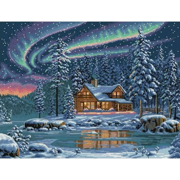 Winter Northern Lights | Cross Stitch Needlework Embroidery Kits (printed ca