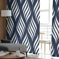 thumbnail image 4 of Abstract Navy Blue,Semi Sheer Curtains 72 Inch Length 2 Panels Set,Modern Minimalistic Geometric Stripes Sheer Kitchen Curtain Privacy Voile Window Curtain for Living Room Bedroom Rod Pocket Drapes, 4 of 7