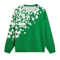 thumbnail image 4 of FASHOFT St Patricks Day Sweater Women Shamrock Irish Graphic Sweaters Loose Fit Crew Neck Long Sleeve Pullover Holiday Knitted Tops Green L, 4 of 4