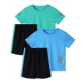 thumbnail image 2 of ATOGUTA Boys Matching Outfits Kid's Reflective Strip Mesh Pullover Tee and Athletic Shorts 4 Piece Set Size 5T-14, Mint Green, 2 of 4
