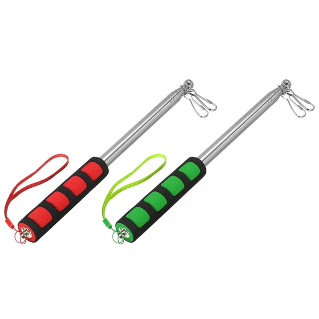 Unique Bargains Telescopic Handheld Flagpoles 6.5 Feet Sponge Handle Pole with Clips 9 Sections 2Pcs Red Green