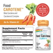 Solaray Food Carotene, Vitamin A as Beta Carotene 25000IU | Carotenoids for Healthy Skin & Eyes, Antioxidant Activity & Immune System Support | 200ct