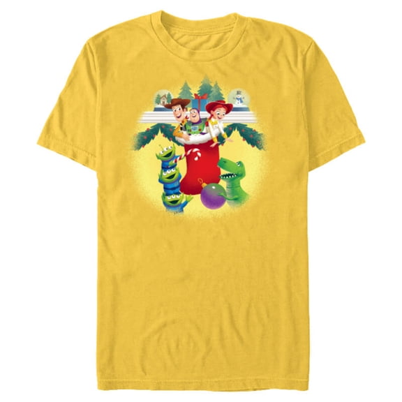 Disney PIXAR Toy Story Woody, Jessie, Buzz & Aliens Holiday - Short Sleeve Blended T-Shirt for Adults - Customized-Yellow