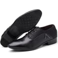 thumbnail image 4 of Wdhugt Mens Pu Pointed Toe Dress Shoes Fashion Business Casual Lace Up For Office Us Size 7 9.65 Inch Black, 4 of 9