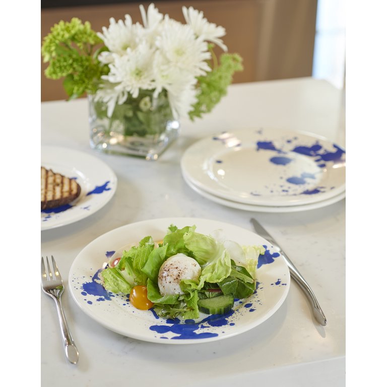 Salad Plates, Ceramic Plates Set of 6, Kitchen Plates Microwave Safe  Plates, 8 Inch White Plates Dessert Plates Blue Floral Plates Porcelain  Plates
