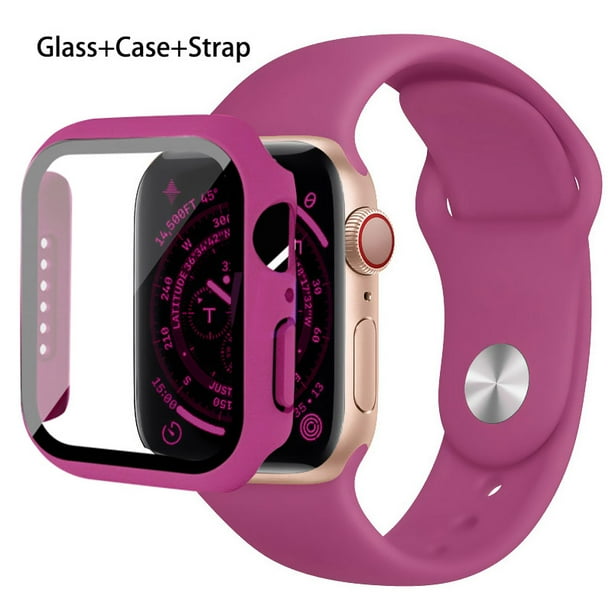 Cristal funda y correa para Apple Watch banda de silicona de 44mm 40mm 45mm 41mm 38mm 42mm 44mm iWatch serie 3 4 5 6 se 78 Bodega Aurrera en linea