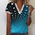 thumbnail image 2 of Patlollav Women Tshirts Under $10, Women's Summer Tops V-Neck Lace Patchwork Printed Short Sleeve Casual Blouse S-Xxxl, 2 of 6