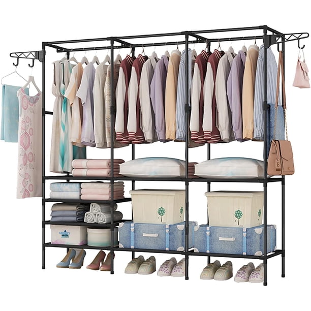 Perchero de Pie, Organizador de Metal para Ropa Armario 160-36 - 170 cm, Closet Organizador de Ropa, Estante de Ropa para Balcón, Dormitorio y Lavandería