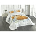 thumbnail image 3 of Ambesonne Fox Quilted Bedspread Set 3 Pcs, Sleeping Fox Watercolors, Queen Size, Orange Blue Olive Green, 3 of 5