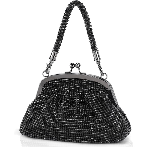 1920s Vintage Beaded Clutch Purse for Women Formal Wedding Evening Bag Sparkly Rhinestone Cocktail Party Handbag