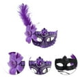 thumbnail image 3 of Unique Bargains 1 Pce Masque Demi-Visage en Plumes d'Autruche pour Fête Masquée Violet, 3 of 5