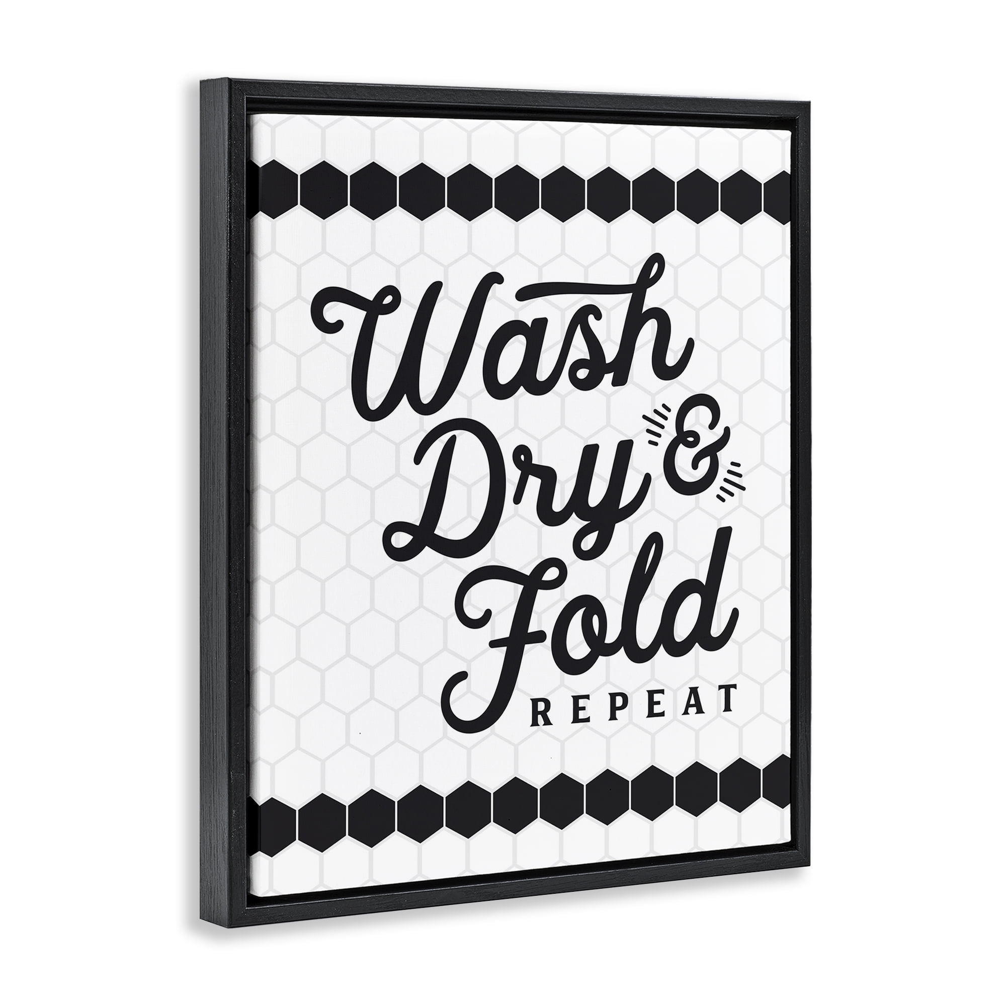 Stupell Industries Geometric Laundry Phrase Typography Painting Black Floater Framed Art Print Wall Art, 25 x 31